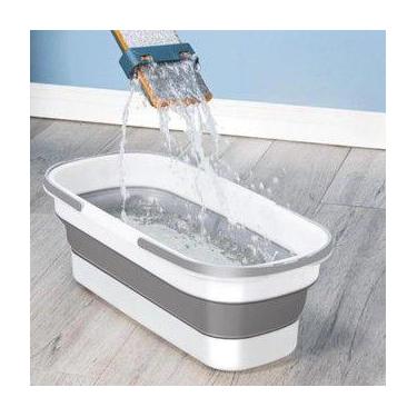 Imagem de Balde Dobrável Retrátil Retangular Com Rodinhas Organização Limpeza Ca