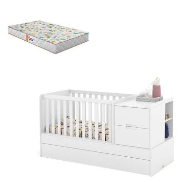 Imagem de Berço Americano Multifuncional Formare Branco Acetinado Com Colchão Gazin – Matic