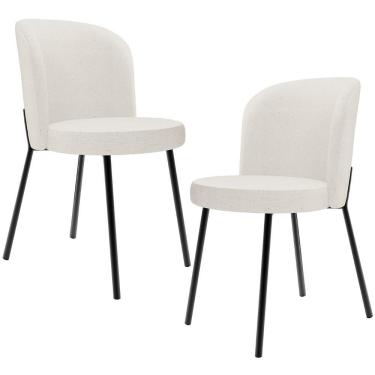 Imagem de Kit 2 Cadeiras Sala De Jantar Estofada Gavi L02 Linho Bege - Lyam Decor