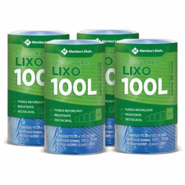 Imagem de Kit 4 rolos saco de lixo 100l fundo reforçado members mark 50 unidades