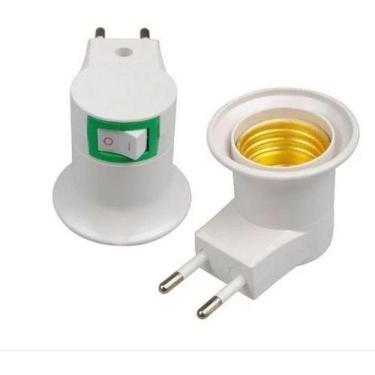 Imagem de Soquete E27 Bocal Lâmpada Tomada Botão Chave Liga Desliga - oem