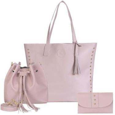 Imagem de Bolsa feminina Kit  3 Peças sacola grande + bolsa média + necessaire -