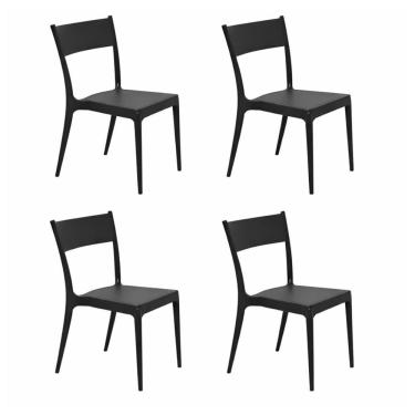 Imagem de Kit Com 4 Cadeiras Tramontina Diana Preta Em Polipropileno Sustentável