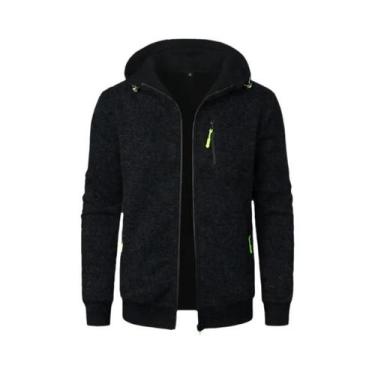 Imagem de Moletom Masculino Oversize Com Capuz E Zíper, Manga Longa, Quente Para