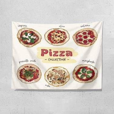 Imagem de Tapeçaria, pizza, estética de sala de parede, 95x75cm, microtecido - y