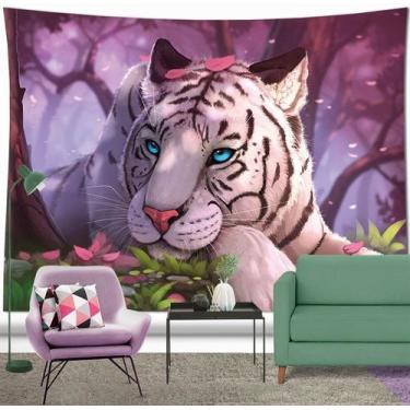 Imagem de Tapeçaria Animal Tiger Microfabric Fiber 180x150cm para quarto - yiwei