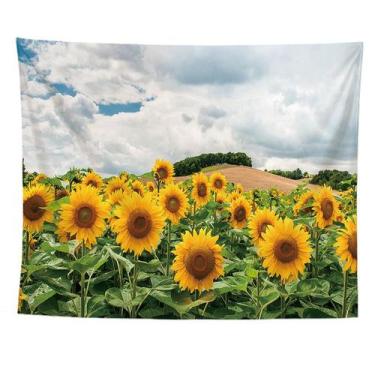 Imagem de Tapeçaria, girassol, parede, microtecido, 150x130cm, estética de quart