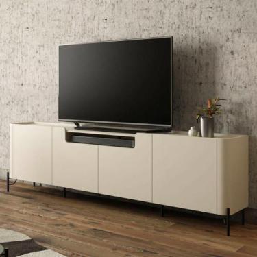 Imagem de Rack com 4 Portas Lisas 220cm para Sala 100% MDF Pés Metal - Casa Lar 