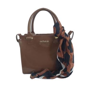 Imagem de Bolsa Petite jolie Love Marrom com Lenço Charme Ombro PJ11352 Transver