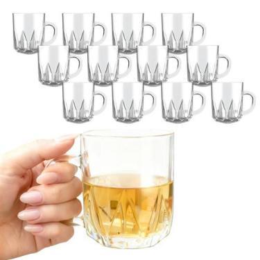 Imagem de Kit 12 Caneca Copo De Vidro Transparente Café Chá Cappuccino Alça Com 