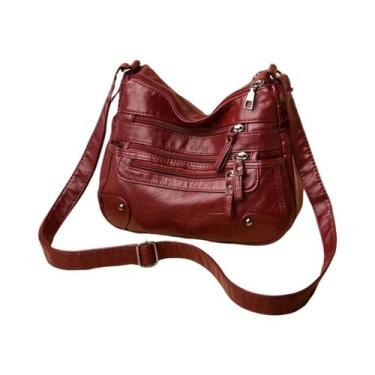 Imagem de Bolsa Transversal Estilosa Para Mulheres Com Múltiplos Zíperes Em mate