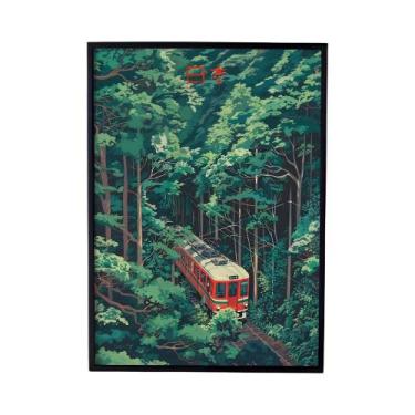 Imagem de Impressão Em Tela De Paisagem Ferroviária Japonesa Retrô De Rua Noturn