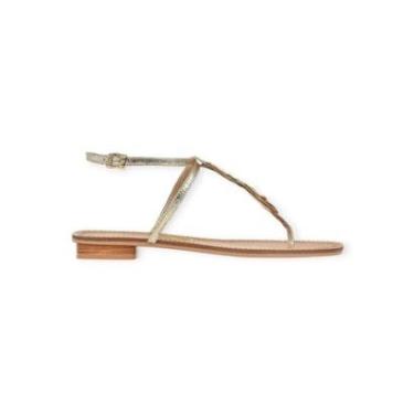 Imagem de Sandália Flat Uza Metalizado Light Gold Ouro Claro-Feminino