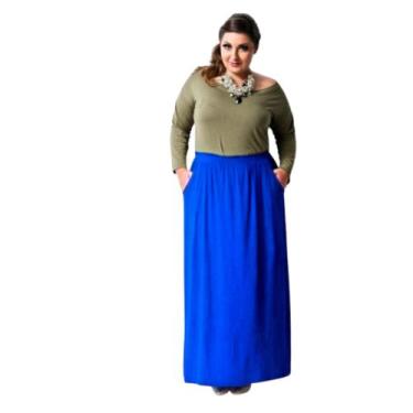 Imagem de Saia Longa com Bolsos Laterais Cos Largo  Elastico Na Cintura - MSMD, 