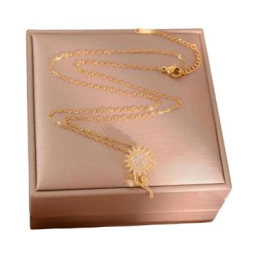 Imagem de Colar Feminino Moderno De Aço Inoxidável Com Zircônia E Cristal De Gir