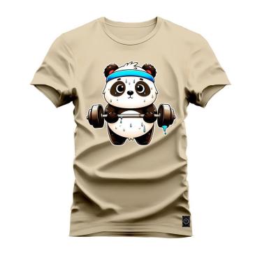 Imagem de Camiseta Plus Size Algodão Estampada Confortável Panda Fitness-Unissex