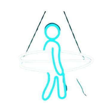 Imagem de Letreiro Neon LED Multicolorido Em Formato De Prancha De Surf, Aliment