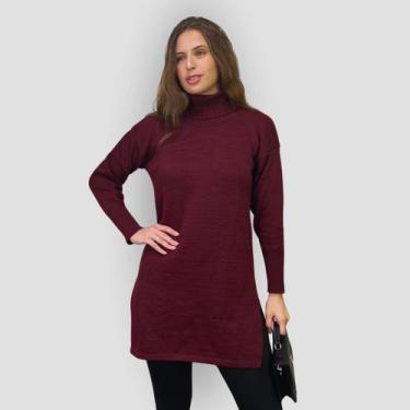 Imagem de Blusa Longa Feminina Gola Alta Estampada Poliéster - EXPOSIÇÃO PAULIST