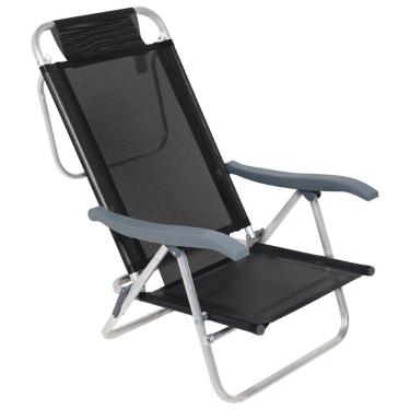 Imagem de Cadeira De Praia Reclinável Sunny Mormaii Preta 120kg