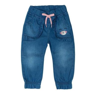Imagem de Calça jeans carinha bordada jogger com babado - Clube Do Doce, P
