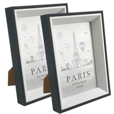 Imagem de Kit 2 Porta Retratos 10x15cm Borda Frame Mesa Aparador 6326 Cor:Branco