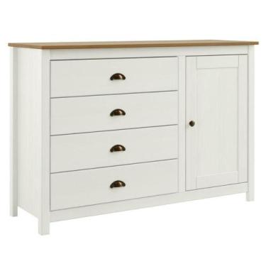 Imagem de Comoda 4 Gavetas 1 Porta Madeira Macica Taeda 125 cm 9149 Festra - Mil