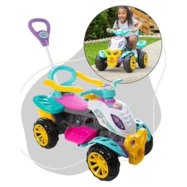 Imagem de Carrinho Quadriciclo Infantil 2 em 1 com Pedal e Empurrador, Haste Dir