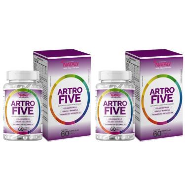 Imagem de 2x Artrofive Colágeno Tipo II, Cálcio, Magnésio, Vita D3 e Vita K2 60 Caps de 500mg Nat...