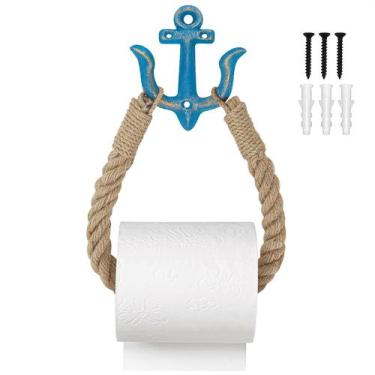 Imagem de Suporte de papel higiênico BuleVina Nautical Rope 55cm Blue Anchor