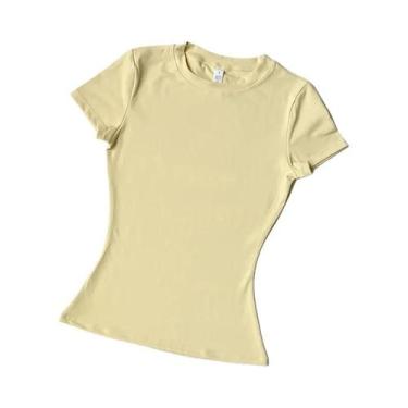 Imagem de Conjunto De Yoga Sem Costura Para Mulheres, Top Cropped De Manga Curta