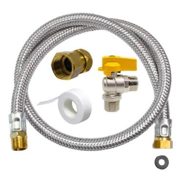 Imagem de Kit Instalação Gás Encanado Mangueira 1M Adaptador Registro - Renogás