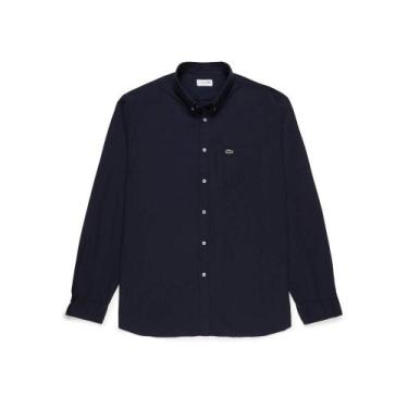 Imagem de Camisa Masculina Clássica em Algodão - Lacoste, 40, Azul marinho