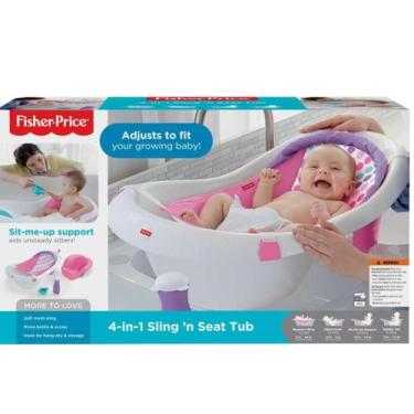 Imagem de Fbm96 fisher price banheira luxo 4 em 1 rosa - MATTEL
