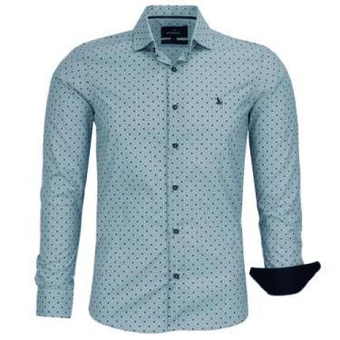 Imagem de Camisa Social Masculina Amil Manga Longa Estampada Slim Sem Bolso 100%