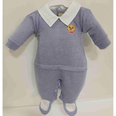 Imagem de Macacao Longo Moletinho Bebe Menino Inverno Luxo 7880 - Lessa Kids, Az