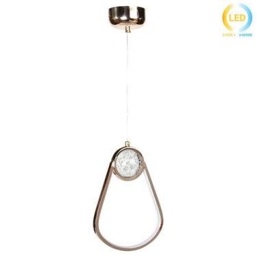 Imagem de Luminária  de Teto Pendente Oval de Cristal Dourado LED Integrado 3w 3