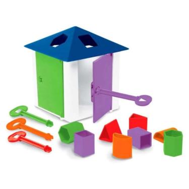 Imagem de Brinquedo Educativo Casa de Chaves para Coordenação Motora Percepção Tátil e Raciocínio Lógico Estrela
