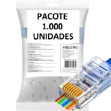 Imagem de Conector Cristal cabo de rede 1000UN RJ45 Vazado Cat5e/6e - exbom