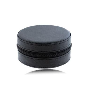 Imagem de PORTA JOIAS REDONDO PEQUENO DE material sintético COM ZÍPER COR PRETO 