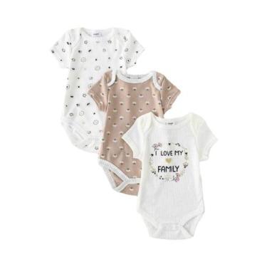 Imagem de Conjunto De 3 Peças De Body Para Bebês Meninas De Verão Com Estampa De
