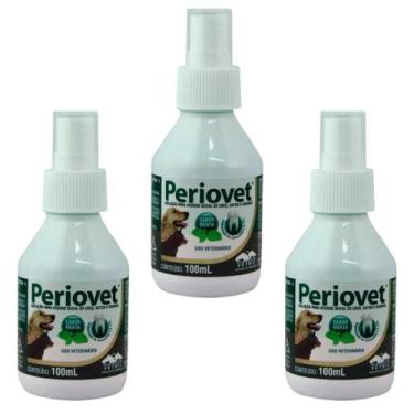 Imagem de Kit 3un Solução Higiene Bucal CãesGatos Periovet Spray 100ml - Vetnil