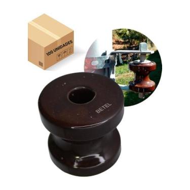 Imagem de Roldana de Porcelana 72x72mm - 100 Unidades para Isolamento Elétrico -