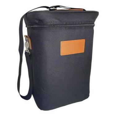 Imagem de Bolsa WineBag Térmica Para Garrafas 2 Divisórias Acolchoada Preto - MO