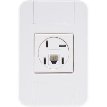 Imagem de Conjunto 4x2 com 1 Tomada Telefone 4P e RJ11 Tramontina Tablet Branco