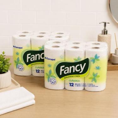 Imagem de Kit 2 Pacote Papel Higienico Fancy Classico Folha Dupla Neutro 12 Rolo