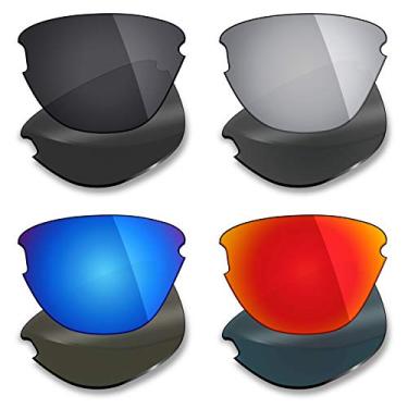Imagem de Lentes de substituição polarizadas para óculos de sol Oakley Frogskins Lite da Mryok 4 pares - Preto discreto/Vermelho fogo/Azul gelo/Titânio prata
