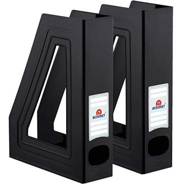 Imagem de Acrimet Porta Revistas Classic Line – Organizador para Estantes, Armários e Prateleiras, Cor Preto, 2 Peças, 277.6