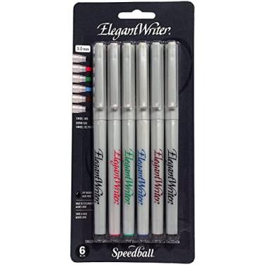 Imagem de Speedball Elegante conjunto de 6 marcadores de caligrafia, cores sortidas, 3,0 mm, 6 Count (Pack of 1), 385474