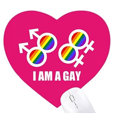 Imagem de Mouse pad I Am A LGBT Rainbow Heart Tapete de borracha para escritório