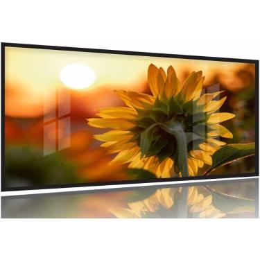 Imagem de Quadro Paisagem Flor Girassol E Pôr Do Sol Natureza 130x60 Moldura Preta 2x2